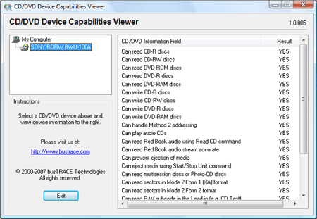 CD/DVD Capabilities Viewer