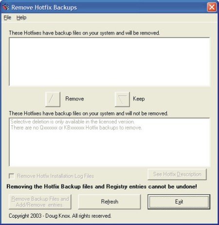 XP Remove Hotfix Backup
